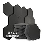 sunnypillow 12 Stück Hexagon Akustikschaumstoff Akustikschaum 50 x 43 x 3/5cm | Schallschutzmatte zur effektiven Akustik Dämmung | Absorber Schalldämmung Wand, Wanddekoration Gaming/Studio Deko