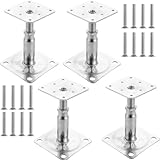 SENENQU 4 Stück 100-150 mm Pfostenträger Höhenverstellbar Galvanisch Verzinkter Stahl, 75x95mm Verstellbar Pfostenträger zum Einbetonieren Stützenfuß für Zäune, Unterstände, Carports, Pergolen