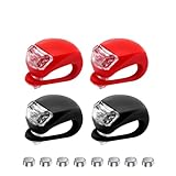 Fengyang® 4 x Kinderwagenlichter, Eclairage LED Du Chariot, LED-Clip-On Silikonband, blinkende Lichter für Rucksack, Sicherheit für Jogger (2 Rot und 2 Schwarz)