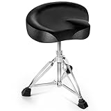 CAHAYA Verstärkt Vergrößert Sattelform Schlagzeughocker: 9cm Extra Dick Gepolsterter Drum Hocker - Höhenverstellbar von 45-62.5cm Trommelhocker Tragfähigkeit bis zu 200kg
