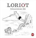 Loriot Postkartenkalender 2026: Humorvoller Kalender zum Aufstellen und Aufhängen. Kultiger Postkarten-Kalender. Kleiner Kalender mit 12 witzigen Postkarten. (Postkartenkalender Heye)