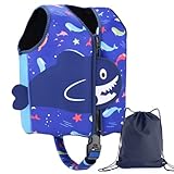 Nigecue Hochwertige Schwimmweste aus Neopren, ideale Schwimmhilfe für Baby Kinder Jungen und Mädchen, Verstellbarem Schrittgurt, inkl. Kordelzugtasche, Größe: S für 1-3 Jahre / 11-19KG