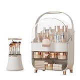 CLBDRESS Make-up Organizer für Badezimmer, Schminkpinsel Halter mit Deckel und Schubladen, Kosmetik Organizer für Schminktisch, Aufbewahrung für Make-up und Hautpflege, Geschenk für Frauen, Mutter