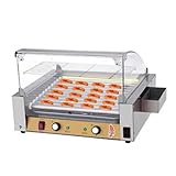 Kommerzieller Hot-Dog-Roller, 1050 W Elektrische Wurstgrillmaschine Aus Edelstahl Mit Unabhängigem Schalter, 50-200 ℃-Einstellung, Abnehmbarer Staubschutzhülle, Frühstücksmaschine Für Zu Hause