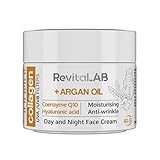 RevitaLAB Anti-Ageing Tages- und Nacht-Feuchtigkeitscreme mit Kollagen, angereichert mit Hyaluronsäure, Q10, Arganöl und einem UVA-/UVB-Filter, für Alter zwischen 40 und 55, 50 ml