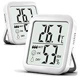 Antonki 2 Stück Thermometer Hygrometer Innen Raumthermometer, Digital Temperatur und luftfeuchtigkeitsmesser innen für Gewächshaus, Wohnzimmer, Babyzimmer, Weinkeller- Inklusive Batterie