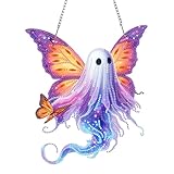 5D DIY hängendes Diamant-Kunst-Ornament-Set, hängendes Diamant-Kunst-Gemälde, Punkte-Anhänger, Kristall-Edelstein-Handwerks-Diamant-Fenstermalerei-Anhänger-Set, Heim- und Garten-Wandhänger-Ornament