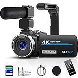 Videokamera 4K 80MP HD Camcorder für YouTube, 30FPS Webcam IR Nachtsicht Vlogging Kamera, 18X Digitalzoom 3,0 270°IPS Bildschirm Video Camera mit SD Karte, 2 Batterien, Fernbedienung, und Stabilisator