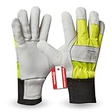 Gebol Worker Pro Thermo Comfort (1 Paar) - Arbeitshandschuhe aus 1,2 mm Rindsvollleder, Kälteschutz, Winter-Handschuhe mit Thermo-Innenfutter & Neongelb Sichtbarkeit, für Herren, XL (Gr. 10)