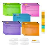 AZKEEGREY 25 Stück A4 Hängemappen, Polypropylen Hängeregister Mappen, Hängeordner mit Reitern und Karteneinsätzen für Schule Zuhause Büro Organisation (5 Farben)