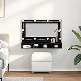 QJBSAVVA LED Spiegelschrank Schwarz Eiche 90x31,5x62 cm Waschtisch mit Hollywood Beleuchtung und 3 schwebenden Regalen Moderner Badezimmerschrank für kleine Räume