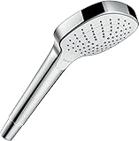 hansgrohe Croma Select E - Duschkopf, Handbrause mit 3 Strahlarten, Duschbrause (110 x 110 mm), Brausekopf mit Antikalk-Funktion, Chrom, 26812400
