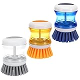 SpülbüSpülbürste mit Spülmittelspender, 3 Stück Spülbürste, befüllbare spülbürste, bürste mit spülmittel, küchenbürste, Abwaschbürste für Geschirr, Töpfe, Spüle Reinigungrste mit Spülmittelspender