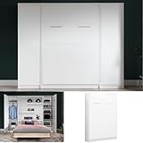 QMM TraumMoebel Schrankbett Wandbett Wandklappbett vertikal VB 140x200 mit Lattenrost und 2 Schränken weiß, Eiche Sonoma Lancelot schwarz Schlafzimmer Set neu