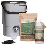 Bokashi Eimer Starterset - Japanisches Design (grau) +...