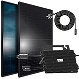 SUNNIVA® 920W Balkonkraftwerk BIFAZIAL FULLBLACK komplett Steckdose ASTRO-E 800W Wechselrichter, PV Solaranlage, 2x 460W Glas-Glas Solarmodule, inkl. 5m Kabel, Bluetooth WIFI, Komplettset