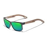 KINGSEVEN Marke Design TR90 + Walnuss Holz Handgemachte Sonnenbrille Männer Polarisierte Brillen Zubehör Sonnenbrille Verstärktes Scharnier (Schwarz Grün)