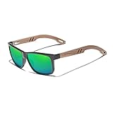 KINGSEVEN Marke Design TR90 + Walnuss Holz Handgemachte Sonnenbrille Männer Polarisierte Brillen Zubehör Sonnenbrille Verstärktes Scharnier (Schwarz Grün)