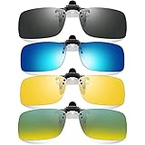 Bestevery 4 Stück Polarisierte Brille Clip, Polarisationsbrille Clip, Sonnenbrille Clip, Randlose Myopie Sonnenbrille, Für Tag Und Nachtsicht, Blendfrei, Passt Über Verschreibungspflichtige Brillen