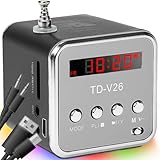 Retoo Lautsprecher, Mini Tragbar mit FM Radio, Bluetooth, 3W Leistung, USB/AUX/TF Eingänge, Mp3 Rekorder, LED-Beleuchtung, Ausziehbare Antenne