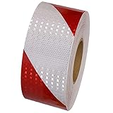 LCOUACEO Reflektierendes Klebeband Rot Weiß 5cm x 20m wasserdicht reflektierendes Klebeband selbstklebendes Warnband Sicherheitsband prägnantes Warnband für Fahrzeuge Autos Anhänger Outdoor