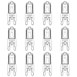 Caldarax 12 Stück Halogen Leuchtmittel G9 33W 230V, 2700K Warmweiß 460lm, Klar G9 Kapselbirne Dimmbar, G9 Steckbirnen für Backofenlampe, Leuchter, Stehlampe