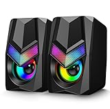 Uythumidid PC Lautsprecher Set, Mini RGB Gaming Monitor Lautsprecher für PC, 2.0 USB-Betriebene, klein Computer Lautsprecher, Plug & Play, 10W