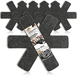 COM-FOUR® 6x Pfannenschutz Ø 38 cm aus Filz - Pfannenschoner zum Schutz vor Kratzern - Pfannenschutzmatte auch für Töpfe und Schüsseln (06 Stück - schwarz)