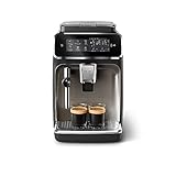 Philips 3300 Series Kaffeevollautomat - 5 Getränke, Intuitives Touch-Display, Klassischer Milchaufschäumer, SilentBrew, 100% Keramikmahlwerk, AquaClean Filter. Schwarzchrom (EP3326/90)