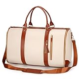 Faltbare Reisetasche 2.0, Trendfetchus Reisetasche Für Unterwegs, Kleidersäcke Faltbar Mit Rollen, Umwandelbar, Riesiger Platz, Multifunktionales Leder Mit Abnehmbarer Schulter(Weiß,Normal)