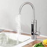 AiHom Elektrischer Wasserhahn mit Durchlauferhitzer 230V,Wasserhahn Küche Durchlauferhitzer Küche LED Elektrischer Wasserhahn Edelstahl,360° Swivel Warmwasserboiler Küchenarmatur Camping Wasserhahn