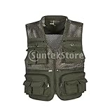 Herren-Netzweste mit mehreren Taschen, für Fotografie, Fliegenfischen, Outdoor, Jagd, Reisen, schnelltrocknende Anglerjacke, Armee EN8, 4XL