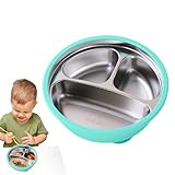 Glugahrif Babyteller, rutschfest, mit Saugnapf, geteilte Tabletts aus Edelstahl mit Silikonhülle, praktisch, sturzsicher, für Haus, Küche, Außenbereich, Transport, Picknick