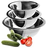 COM-FOUR® 3-teiliges Schüssel-Set aus Edelstahl - Salatschüssel in 3 Größen - Rührschüssel - Edelstahlschüssel zum Backen, Servieren und Snacken (03 Stück - 18-20-24 cm)