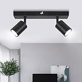 Ketom LED Deckenstrahler Schwarz, Deckenlampe 2 Flammig Schwenkbar, GU10 Küchenlampe Deckenleuchte Srahler, Modern Deckenspot Lampe für Küche, Wohnzimmer, Ohne Leuchtmittel