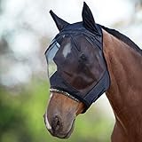 Harrison Howard CareMaster Midge-Proof Fleece Polsterung Pferde Fliegenmaske UV-Schutz mit Ohrenschutz Schwarz Vollblut (M)