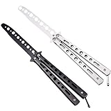 Ideal Swan 2 Pack Butterfly Messer Butterfly Knife Trainer Balisong üBungsmesser Ungeschärft, Schwarz und Silber