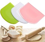 Qenovo 4 Stück Edelstahl Backen Teigschneider Teigschaber + Lebensmittelqualität PE-Kunststoff Flexibel Teigspachtel，Küchenhilfe, Teigschaber für die Küche (Rosa, Weiß und Grün)