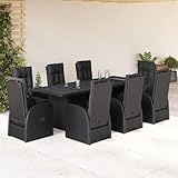 IKAYAA 9tlg. GartenEssgruppe mit Kissen Schwarz Poly Rattan #2,Balkon Tisch Und Stühle,Essgruppe Garten,Sitzgruppe Garten,Sitzecke Balkon,Balkon Sitzecke,Garten Essgruppe