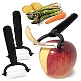 com-four® 3x Sparschäler mit Keramikklinge für Obst und...