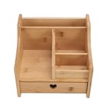 Sorandy Schreibtisch-Organizer, Make-up-Zubehör, Schmucksortierer, Präsentationsbox, Tischaufbewahrungsbox aus Holz mit Mehreren Fächern und Schublade für Wohnzimmer, Schlafzimmer,