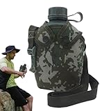 Canteen Wasserflasche - 1L Isolierter Trinkbehälter, Outdoor Getränkeflasche, Camping Wandern Flasche mit Tarnhülle | Trinkkantine für Rucksackreisen, Trekkingausflüge, Reisen, Aktivitäten