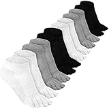 Bencailor 6 Paar Fünf Zehensocken Baumwollsocken für Damen Herren (Schwarz, Weiß, Hellgrau)