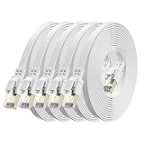 BAHIWOM Cat8 Ethernet Kabel 0,5m 5-Stück, 40 Gbit/s 2000 MHz Cat 8 Lan Kabel-Netzwerkkabel Gigabit RJ45 Patchkabel, Flach Hochgeschwindigkeits Internetkabel für Router Laptop PS5 - Weiß