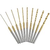 KEWAYO 2.35 Schaft Mini Micro Bohrer-Set 10 Stück 0.6-2.2 mm Twist Bohrer DIY Kit HSS Gravur Bohrer Bits Lochbohrwerkzeug für DIY Bernstein, Perlen und Bienenwachs