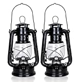 Petroleumlampe Outdoor , Retro Sturmlaterne,Black Petroleumlampe Geeignet Für Indoor ,Haus, Garten, Camping (Black-2Stücke)