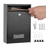 Briefkästen Wandmontage, wasserdicht, großer Briefkasten, abschließbar, schwarz, Briefkasten mit 2 Schlüsseln, Briefkasten für Außenwand, einfach zu installieren, halten Sie Ihre Post sicher