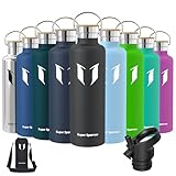 Super Sparrow Trinkflasche Edelstahl -1000ml- Auslaufsicher Thermoskanne, BPA-Frei Wasserflasche - Kohlensäure Thermosflasche für Kinder, Sprudel, Sport, Uni, Schule, Fitness, Outdoor, Camping