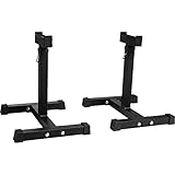 GORILLA SPORTS® Langhantelablage - 4-Fach Höhenverstellbar, 52 x 46 x 56-71 cm, rutschfeste Standbeine, bis 130 kg belastbar, aus Stahl, Schwarz - Langhantelständer, Kniebeugenständer, Squat Rack