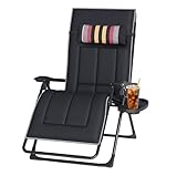 OVLRIJP Garten Liegestuhl Klappbar, Extra Breit 72cm Klappbare Gartenliege, Sonnenliege Klappbar, Klappliegestuhl mit Getränkehalter & Kissen, Relaxliege für Outdoor Garten Balkon (Strip-mit Kissen)